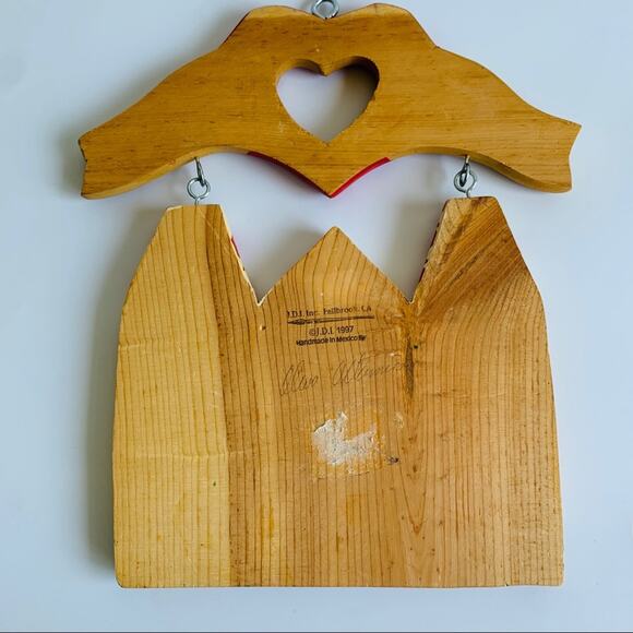 1997 Christmas Folk Art Wood Plaque Vintage - Picture 4 of 7